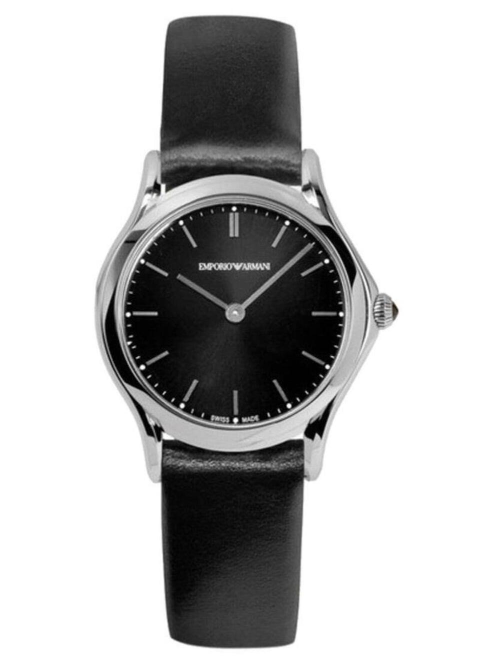 Emporio Armani Swiss ARS7012 Black Sunray Dial Black Strap SS Watch NEW! $695
